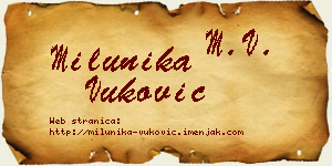 Milunika Vuković vizit kartica